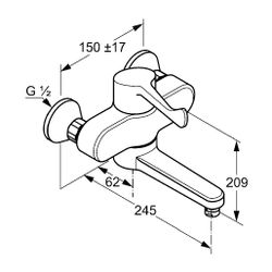 KLUDI MEDI CARE Wandarmatur-Einhandmischer Ausladung 230mm Armhebel chrom... KLUDI-349200524 4017080044851 (Abb. 1)