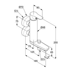 KLUDI OBJEKTA Wannenfüll- und Brause-Einhandmischer DN 15 vertikale Blockarmatur chrom... KLUDI-364890575 4017080088510 (Abb. 1)