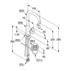 KLUDI PURE & EASY Waschtisch-Einhandmischer seitl. mit Metallablaufg. chrom... KLUDI-370230565 4017080088022 (Abb. 1)