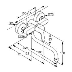 KLUDI LOGO NEO Spültisch-Wand-Einhandmischer schwenkbarer Auslauf chrom... KLUDI-379240575 4017080070041 (Abb. 1)