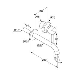 KLUDI BOZZ Waschtisch-Zweiloch Wand-Einhandmischer Ausladung 230mm schwarzmatt... KLUDI-382453976 4021344098252 (Abb. 1)