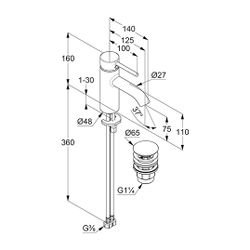 KLUDI BOZZ Waschtisch-Einhandmischer 75mm mit Push Open Ablaufventil schwarzmatt... KLUDI-382663976 4021344098191 (Abb. 1)