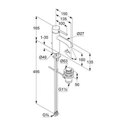 KLUDI BOZZ Waschtisch-EHM 100mm EcoPlus, Ablaufgarnitur mattschwarz... KLUDI-382933976 4021344112095 (Abb. 1)