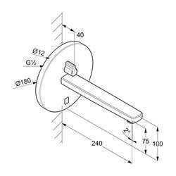 KLUDI ZENTA SL E UP-Wandarmatur, Rund mit Mischhebel, 240mm Ausl. 1,9L chrom... KLUDI-3840105WR 4021344099723 (Abb. 1)