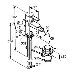 KLUDI ZENTA Bidet-Einhandmischer DN 15 mit Ablaufgarnitur chrom... KLUDI-385300575 4017080059978 (Abb. 1)