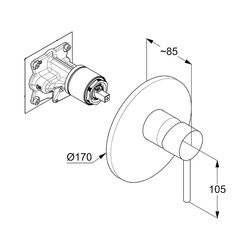 KLUDI BOZZ Unterputz-Brause-Einhandmischer Feinbau-Set m. Funktionseinheit chrom... KLUDI-386550576 4021344067791 (Abb. 1)