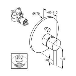 KLUDI BOZZ Unterputz-Wannenfüll- und Brause-Einhandmischer, eigensich Feinbau-Set m.Fu... KLUDI-386570576 4021344067517 (Abb. 1)