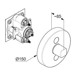 KLUDI PUSH Unterputz-Arm. mit Rotationskartusch mit Drucktaste für 2 Verbraucher rund ... KLUDI-387120538 4021344102300 (Abb. 1)