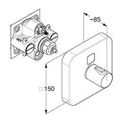 KLUDI PUSH Unterputz-Thermostat-Armatur mit Drucktaste für 1 Verbraucher soft edge chr... KLUDI-389010538 4021344102317 (Abb. 1)