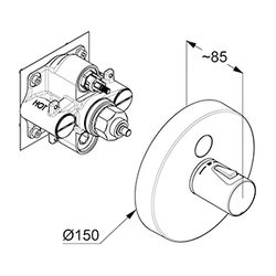 KLUDI PUSH Unterputz-Thermostat-Armatur mit Drucktaste für 1 Verbraucher rund chrom... KLUDI-389020538 4021344102324 (Abb. 1)