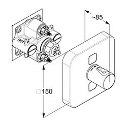 KLUDI PUSH Unterputz-Thermostat-Armatur mit Drucktaste für 2 Verbraucher soft edge chr... KLUDI-389110538 4021344102331 (Abb. 1)