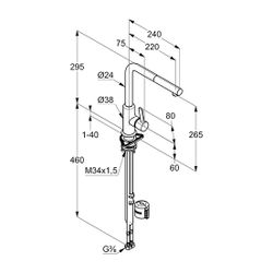 KLUDI L-INE S Spültisch-Einhandmischer seitl. Steue herausziehbarer Auslauf schwarzmat... KLUDI-408518775 4021344080929 (Abb. 1)