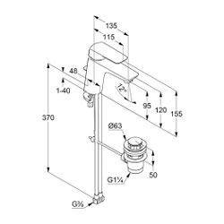 KLUDI AMEO Waschtisch-EHM XL 3,8l/min mit Ablaufgarnitur chrom... KLUDI-410230575R 4017080089326 (Abb. 1)