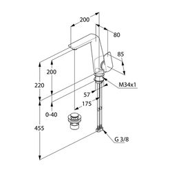 KLUDI AMEO Waschtisch-Einhandmischer DN 15, m. seitl. Bed., m. Ablaufg. chrom... KLUDI-410250575 4021344088369 (Abb. 1)
