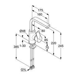 KLUDI ZENTA SL Waschtisch-Einhandmischer schwenkbar mit seitl.Betätig., o.Ablg. chrom... KLUDI-480280565 4021344094865 (Abb. 1)