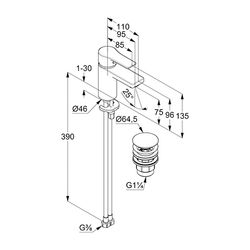 KLUDI ZENTA SL Waschtisch-Einhandmischer 75mm mit Push Open Ablaufventil chrom... KLUDI-482660565 4017080089760 (Abb. 1)