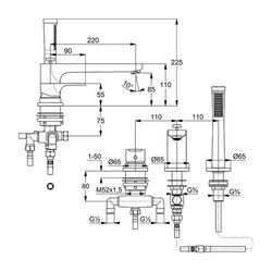 KLUDI ZENTA SL 3-Loch Wannenfüll- und Brause-Einhandmischer chrom... KLUDI-484480565 4021344097422 (Abb. 1)