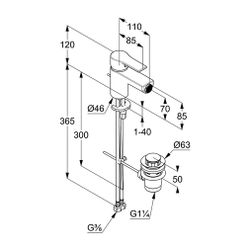 KLUDI ZENTA SL Bidet-Einhandmischer Ablaufgarnitur chrom... KLUDI-485300565 4017080089876 (Abb. 1)