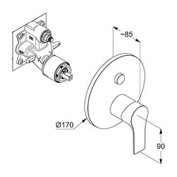 KLUDI ZENTA SL Unterputz-Wannenfüll- und Brause-Einhandmischer Push Set m. Funktionsei... KLUDI-486590565 4021344103086 (Abb. 1)