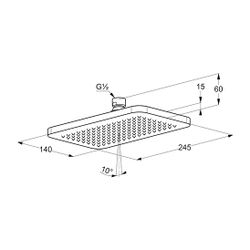 KLUDI A-QA Tellerkopfbrause eckig, 140 x 245 mm, 8 l/min chrom... KLUDI-4940205-00WR9 4021344094650 (Abb. 1)