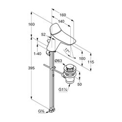 KLUDI BALANCE Waschtisch-EHM DN 10 mit Ablaufgarnitur 3,8l/min chrom... KLUDI-520230575WR5 4017080090193 (Abb. 1)