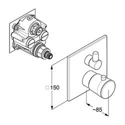 KLUDI AMBA Unterputz-Thermostatarmatur Feinbau-Set mit Absperrventil chrom... KLUDI-538850575 4021344119773 (Abb. 1)