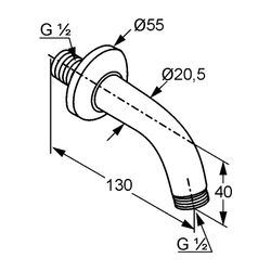 KLUDI A-QA Rohr-Brausearm Ausladung 110mm chrom... KLUDI-6235305-00 4021344038630 (Abb. 1)