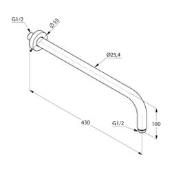 KLUDI A-QA Wand-Brausearm 400 mm mattweiß... KLUDI-6651453-00 4017080098908 (Abb. 1)