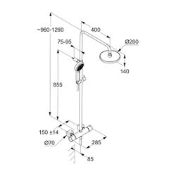 KLUDI-DIVE DIVE S 3S Thermostat Dual Shower System mattschwarz... KLUDI-6807939-00 4021344120687 (Abb. 1)