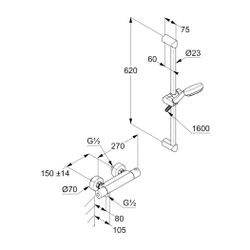 KLUDI LOGO Shower-Duo 1S Wandstange 600mm chrom... KLUDI-6857505-00 4017080090933 (Abb. 1)