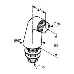 KLUDI Ersatzteil Standanschluss G 3/4 x G 3/4 chrom... KLUDI-7598205-00 4017080856812 (Abb. 1)