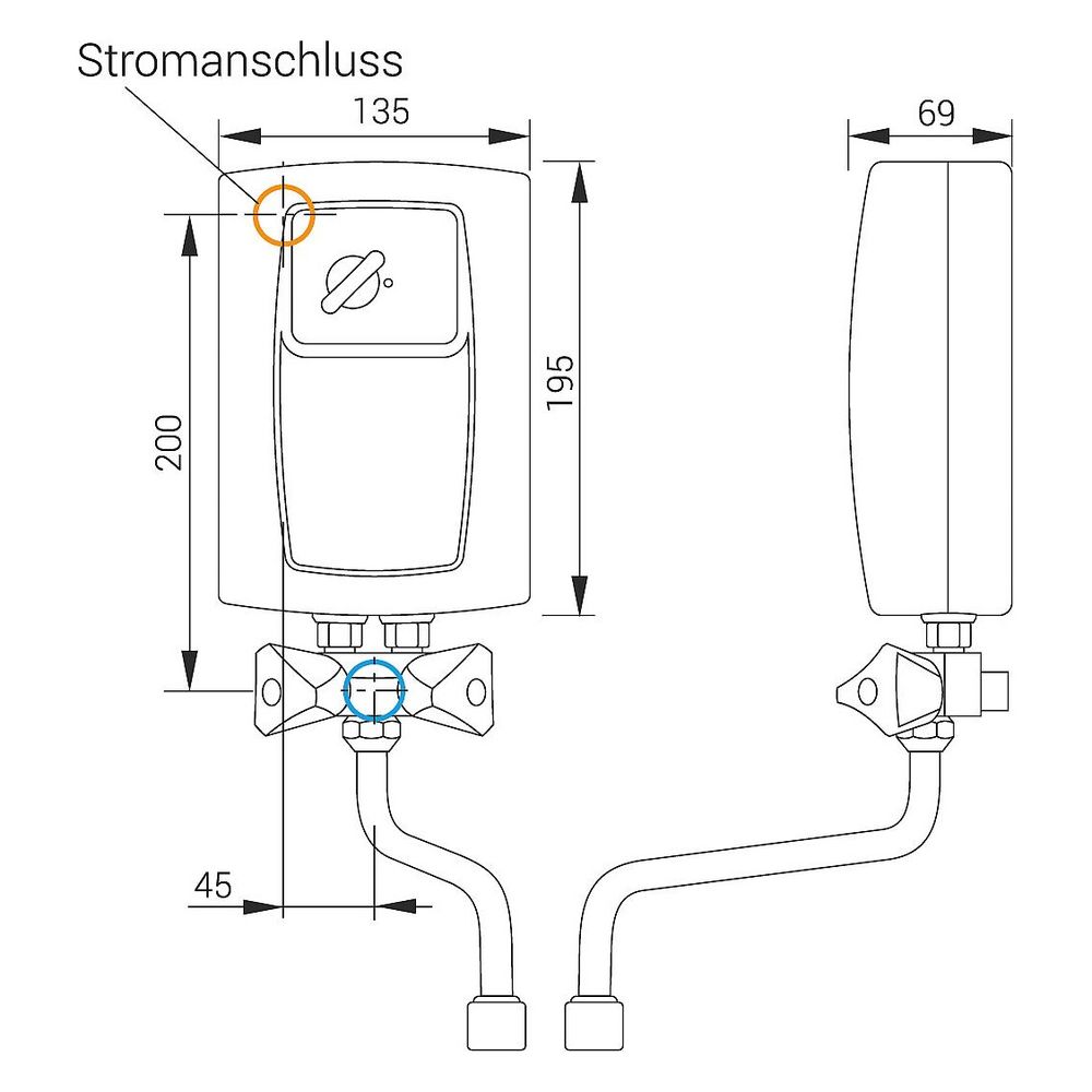 Kospel Kleindurchlauferhitzer EPS2 Twister EPS2-3,5, 3,5kW 230V, IP25, 135x195... KOSPEL-EPS2-3-5-TWISTER 5906564180323 (Abb. 2)