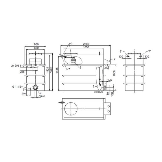 KSB Vorbehälter mit freiem Auslauf Gesamtvolumen 1800 l, nutzbaren Volumen 1080 l, 2 x R 2