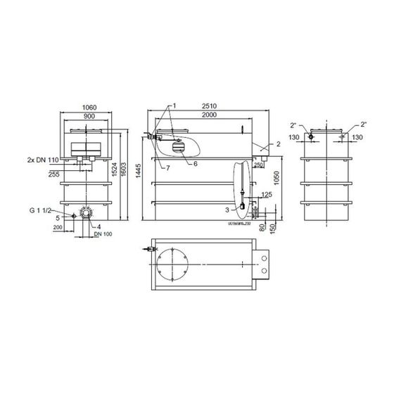 KSB Vorbehälter mit freiem Auslauf Gesamtvolumen 2700 l, nutzbaren Volumen 1500 l, 2 x R 2