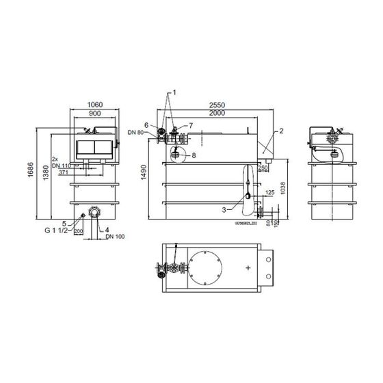 KSB Vorbehälter mit freiem Auslauf Gesamtvolumen 2700 l, nutzbaren Volumen 1500 l, DN 80