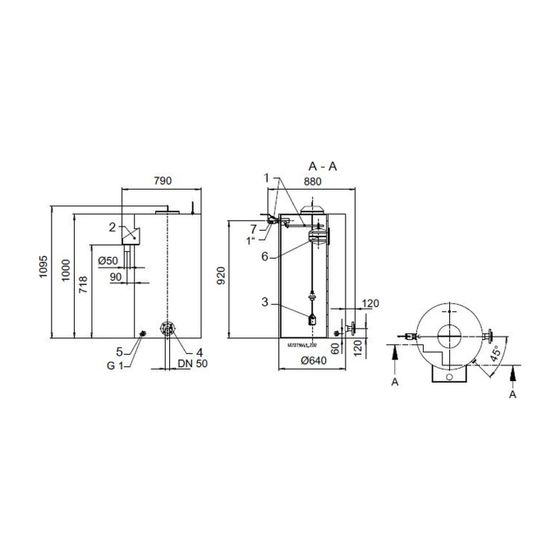 KSB Vorbehälter mit freiem Auslauf Gesamtvolumen 300 l, nutzbares Volumen 150 l, R 1