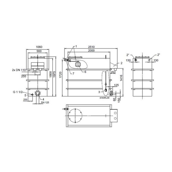 KSB Vorbehälter mit freiem Auslauf Gesamtvolumen 3200 l, nutzbaren Volumen 2000 l, 2 x R 2