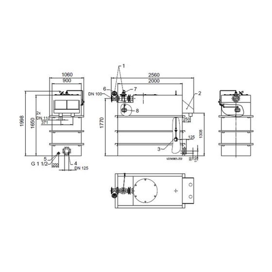 KSB Vorbehälter mit freiem Auslauf Gesamtvolumen 3200 l, nutzbaren Volumen 2000 l, DN 100