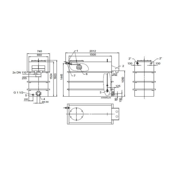 KSB Vorbehälter mit freiem Auslauf Gesamtvolumen 1500 l, nutzbaren Volumen 800 l, 2 x R 2