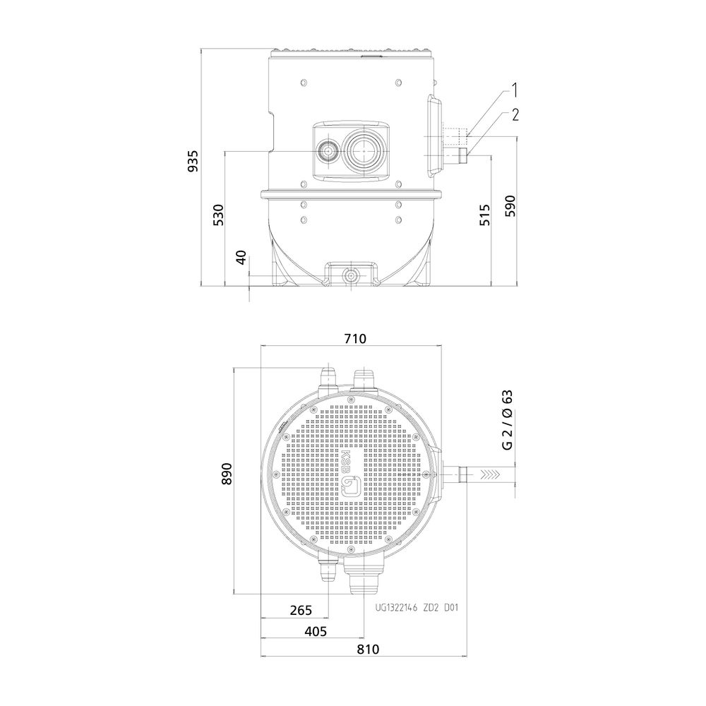 KSB Hebeanlage AmaDrainer Box Z2 B 405/35 Überflur, mit AmaDrainer A 405 SE/35... KSB-29131767 4031932154048 (Abb. 1)