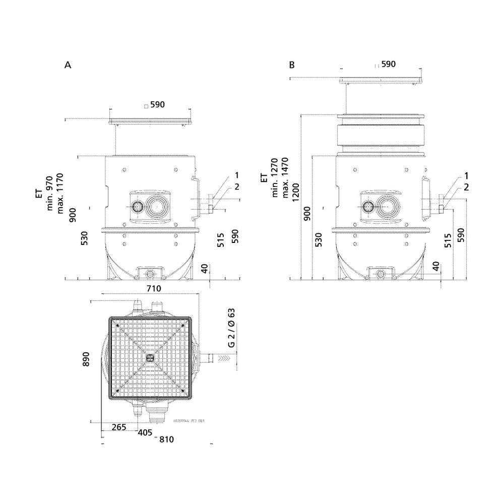 KSB Hebeanlage AmaDrainer Box Z2 U 405/35 Unterflur, mit AmaDrainer A 405 SE/35... KSB-29131758 4031932153959 (Abb. 1)