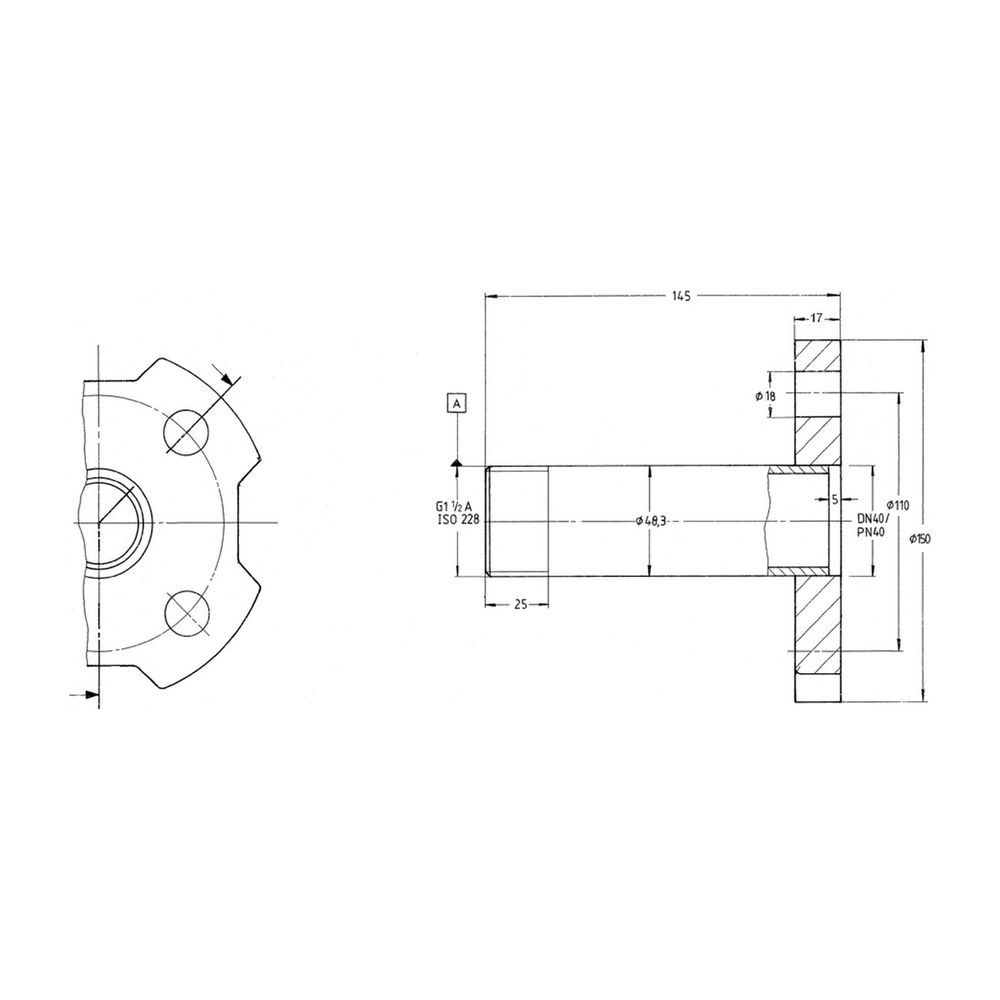 KSB Übergangsstück 1.4541 Gewinde G 1 1/2" auf Flansch DN 40... KSB-90050611 3247540042863 (Abb. 1)