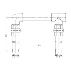 KSB Hosenrohr Stahl verzinkt für Doppelaggregate, Anschluss R 1 1/4"... KSB-18040311 4031932106832 (Abb. 1)