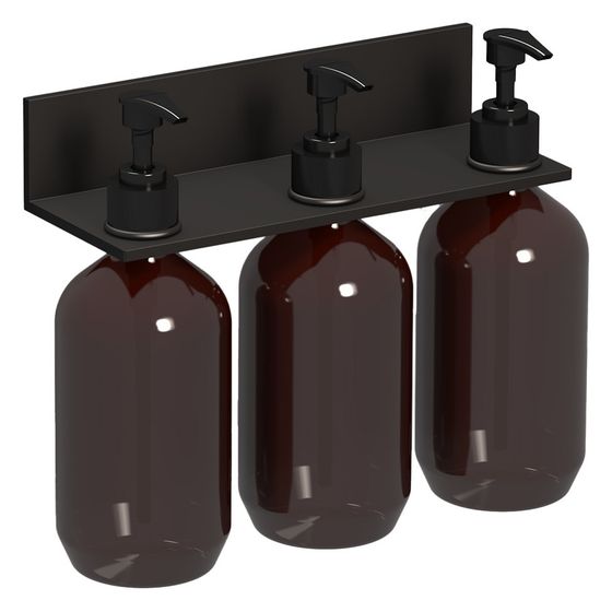 Laufen Ablage Assist 257x101mm, mit 3 Seifenspender, Schwarz matt