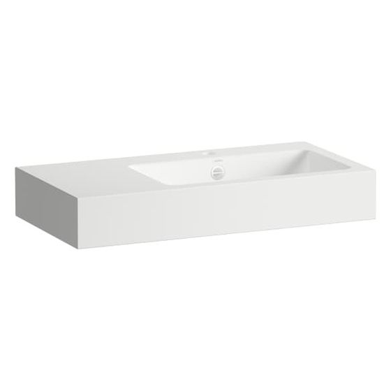 Laufen Waschtisch Classics 800x405x135mm, rechteckig, Becken rechts mit 1 Hahnloch und Überlauf, Weiß