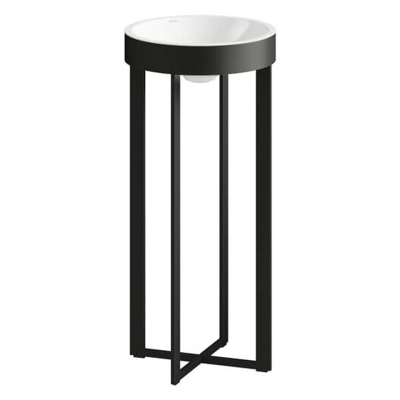 Laufen Waschtisch bodenstehend XCross 397x427x900mm, mit Wandanbindung ohne Armaturenbank, Hahnloch und Überlauf, Schwarz matt