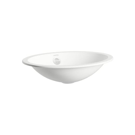 Laufen Einbau-Waschtisch Form oval 425x325x110mm, von unten, ohne Hahnloch, mit Überlauf, Weiß