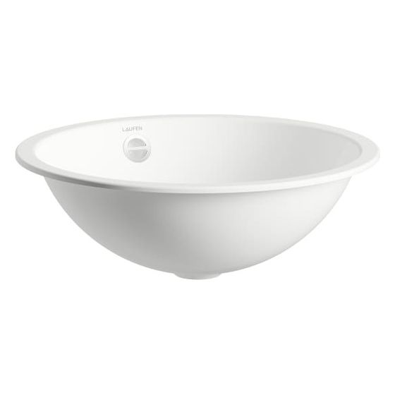 Laufen Einbau-Waschtisch Form rund 450x450x159mm, von unten, ohne Hahnloch, mit Überlauf, Weiß