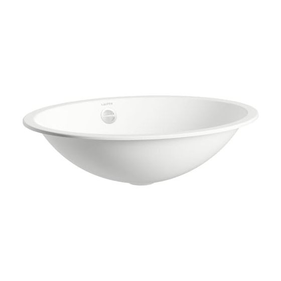 Laufen Einbau-Waschtisch Form oval 525x425x150mm, von unten, ohne Hahnloch, mit Überlauf, Weiß