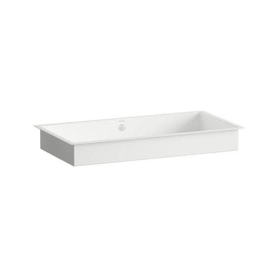Laufen Einbau-Waschtisch Metaphor rechteckig 754x379x111mm, von unten, ohne Hahnloch, mit Überlauf, Weiß